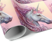 Individuelle Name Beautiful Unicorn Geschenkpapier (Rolleneckpunkt)