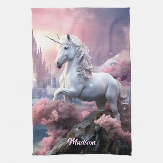 Individuelle Name Beautiful Unicorn Geschirrtuch (Vertikal)
