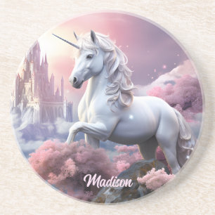 Individuelle Name Beautiful Unicorn Getränkeuntersetzer