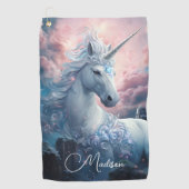 Individuelle Name Beautiful Unicorn Golfhandtuch (Vorderseite)