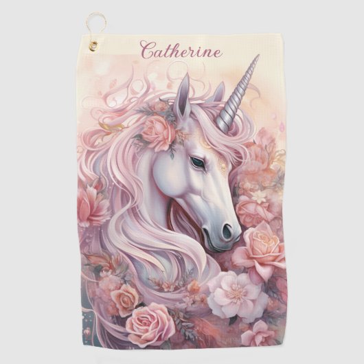Individuelle Name Beautiful Unicorn Golfhandtuch (Vorderseite)