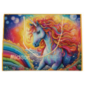 Individuelle Name Beautiful Unicorn Große Geschenktüte (Vorderseite)