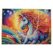 Individuelle Name Beautiful Unicorn Große Geschenktüte (Rückseite)