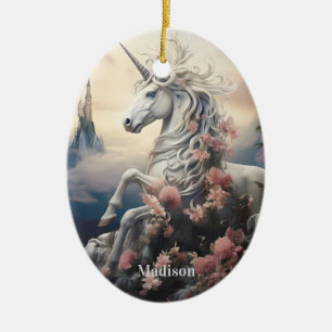 Individuelle Name Beautiful Unicorn Keramik Ornament