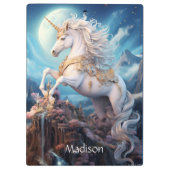 Individuelle Name Beautiful Unicorn Klemmbrett (Rückseite)