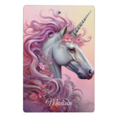 Individuelle Name Beautiful Unicorn Mini Klemmbrett (Rückseite)
