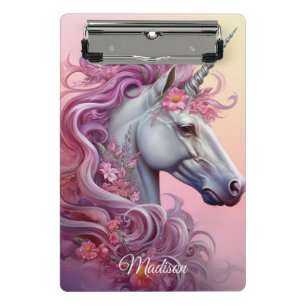 Individuelle Name Beautiful Unicorn Mini Klemmbrett