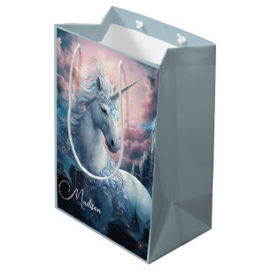 Individuelle Name Beautiful Unicorn Mittlere Geschenktüte