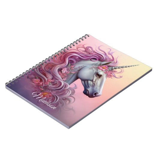 Individuelle Name Beautiful Unicorn Notizblock (Linke Seite)