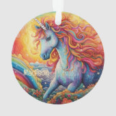 Individuelle Name Beautiful Unicorn Ornament (Rückseite)