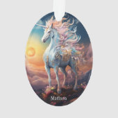 Individuelle Name Beautiful Unicorn Ornament (Rückseite)