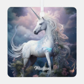 Individuelle Name Beautiful Unicorn Ornament Aus Metall (Rückseite)