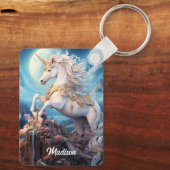 Individuelle Name Beautiful Unicorn Schlüsselanhänger (Rückseite)