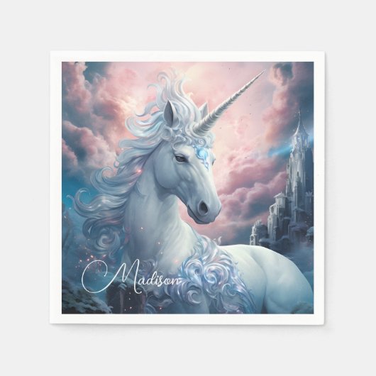 Individuelle Name Beautiful Unicorn Serviette (Vorderseite)