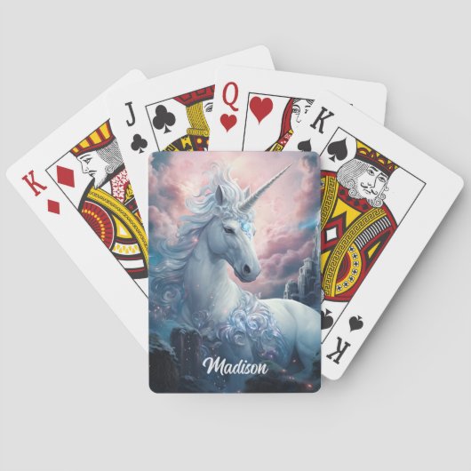 Individuelle Name Beautiful Unicorn Spielkarten (Rückseite)