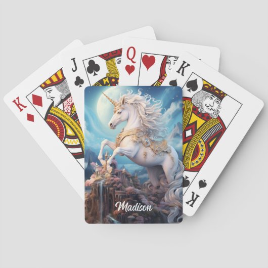 Individuelle Name Beautiful Unicorn Spielkarten (Rückseite)