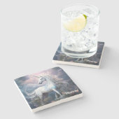 Individuelle Name Beautiful Unicorn Steinuntersetzer (Seitenansicht)