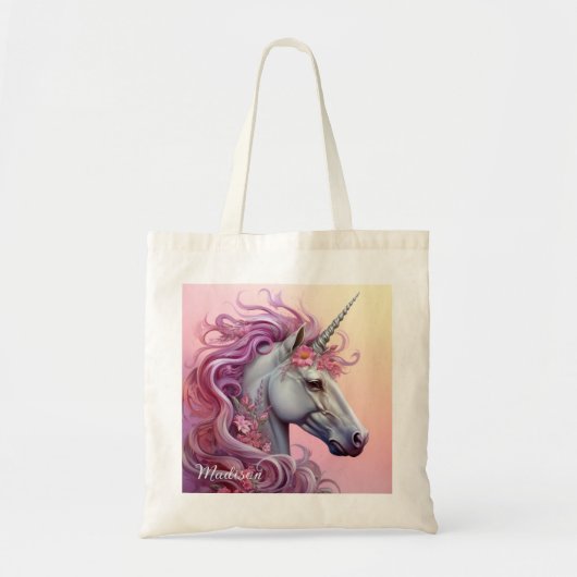 Individuelle Name Beautiful Unicorn Tragetasche (Vorne)