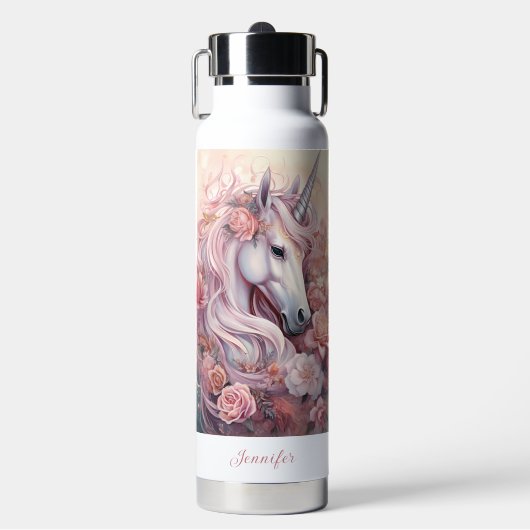 Individuelle Name Beautiful Unicorn Trinkflasche (Vorderseite)