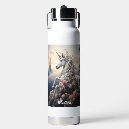 Individuelle Name Beautiful Unicorn Trinkflasche (Vorderseite)