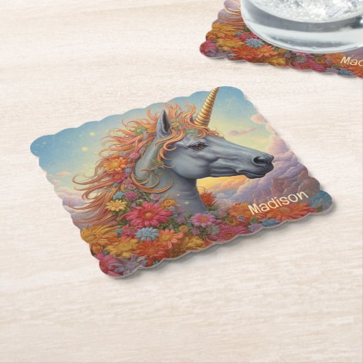 Individuelle Name Beautiful Unicorn Untersetzer (angewinkelt)