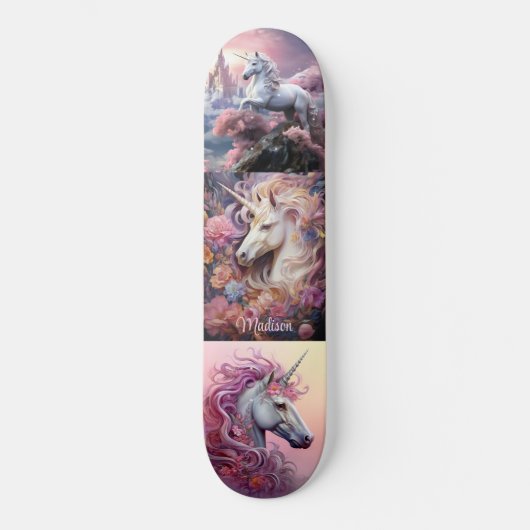 Individuelle Name Beautiful Unicorns Skateboard (Vorderseite)