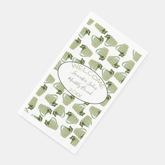 Individuelle Name Begrüßung Grüner Teebeutel Brunc Serviette (Ecke)