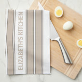 Individuelle Name Beige gestreift Geschirrtuch (Viertel Falte)
