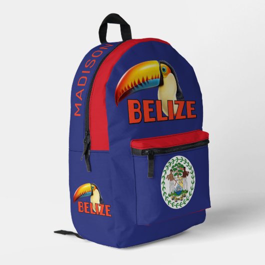 Individuelle Name Belize Bedruckter Rucksack (Rückseitige Ecke links)