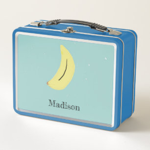 Individuelle Name bemalte Banane auf blau Metall Brotdose