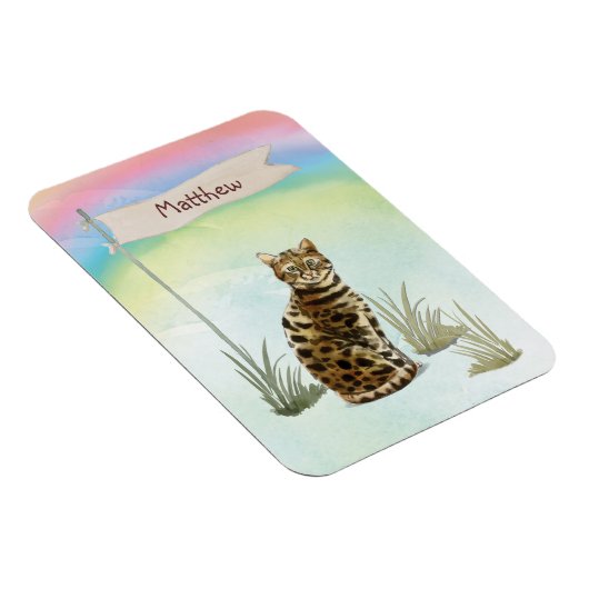 Individuelle Name Bengalisch Katze Haustier Magnet (Rechte Seite)