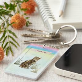 Individuelle Name Bengalisch Katze Haustier Schlüsselanhänger