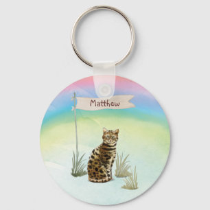 Individuelle Name Bengalisch Katze Haustier Schlüsselanhänger