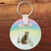 Individuelle Name Bengalisch Katze Haustier Schlüsselanhänger (Vorderseite)