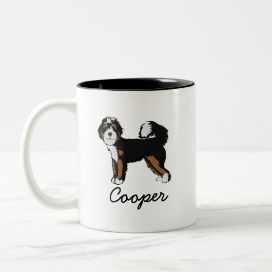 Individuelle Name Bernedoodle Foto Zweifarbige Tasse (Links)