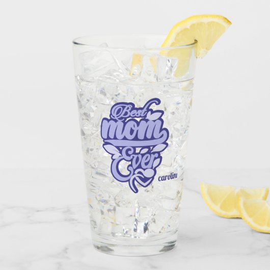 Individuelle Name "Best Mama Ever" Glas (Rückseite Ice)