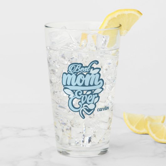 Individuelle Name "Best Mama Ever" Glas (Rückseite Ice)