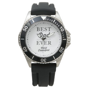 Individuelle Name Bester Vater je schwarzer Gummis Armbanduhr