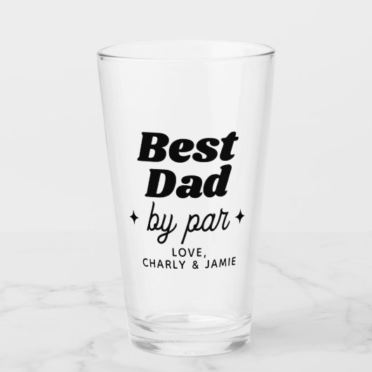 Individuelle Name Bester Vater nach Par Retro Cool Glas (Vorderseite)