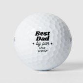 Individuelle Name Bester Vater nach Par Retro Cool Golfball (Vorderseite)
