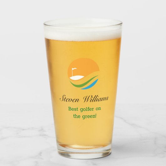 Individuelle Name Bestes Golfer-Bierglas Glas (Vorne (Gefüllt))