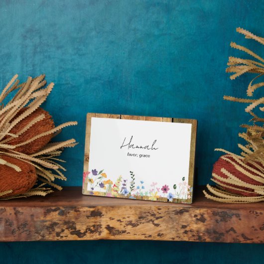 Individuelle Name Bibellicale Bedeutung Wildblumen Fotoplatte (Seite)