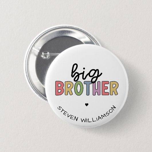 Individuelle Name Big Brother Niedlich Personalisi Button (Vorne & Hinten)