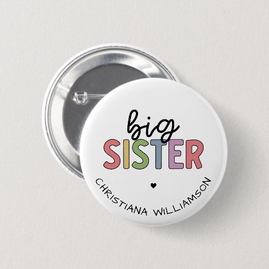 Individuelle Name Big Sister Niedlich Personalisie Button (Vorne & Hinten)