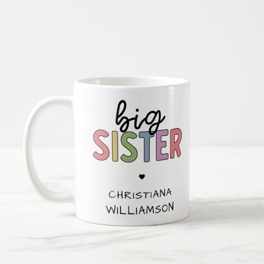 Individuelle Name Big Sister Niedlich Personalisie Kaffeetasse (Links)