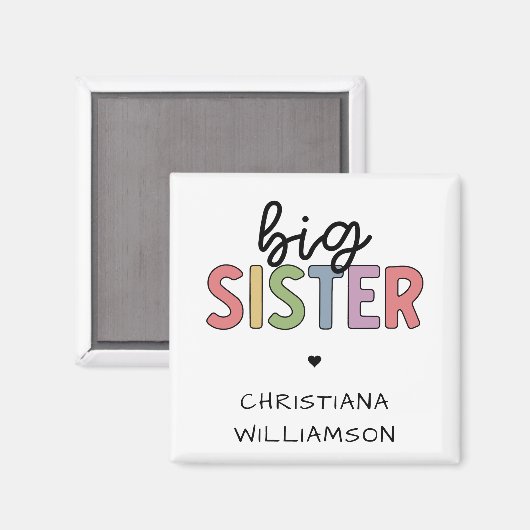 Individuelle Name Big Sister Niedlich Personalisie Magnet (Vorderseite/Rückseite)