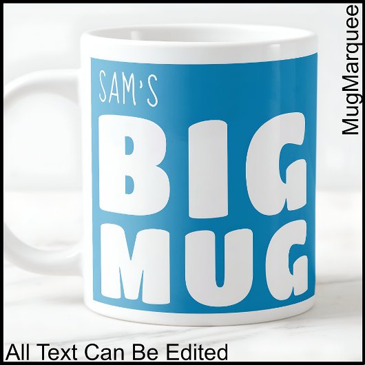 Individuelle Name Big Tasse Mid Blue & White Fun N