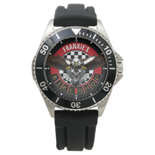 Individuelle NAME Biker Motorrad Shop Garage Armbanduhr