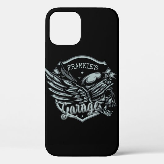 Individuelle Name Biker Skull Wings Motorradgarage Case-Mate iPhone Hülle (Rückseite)
