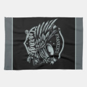 Individuelle Name Biker Skull Wings Motorradgarage Geschirrtuch (Horizontal)